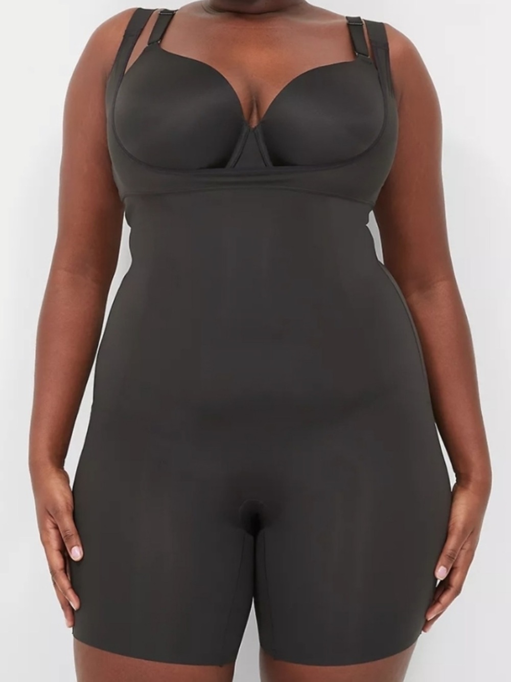 Cacique Lane Bryant Open Bust Thigh Shaper 22/24 Black